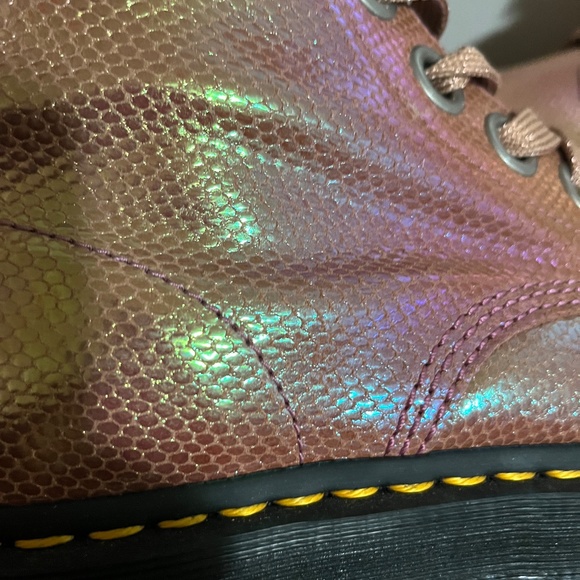 Iridescent Molly Pink Doc Marten Lace-Up Ankle Boots - Picture 8 of 16